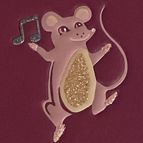 COACH NWOT Burgundy Leather Dancing Mouse Luggage Tag Bag Charm Sparkle Accents - Picture 4 of 13